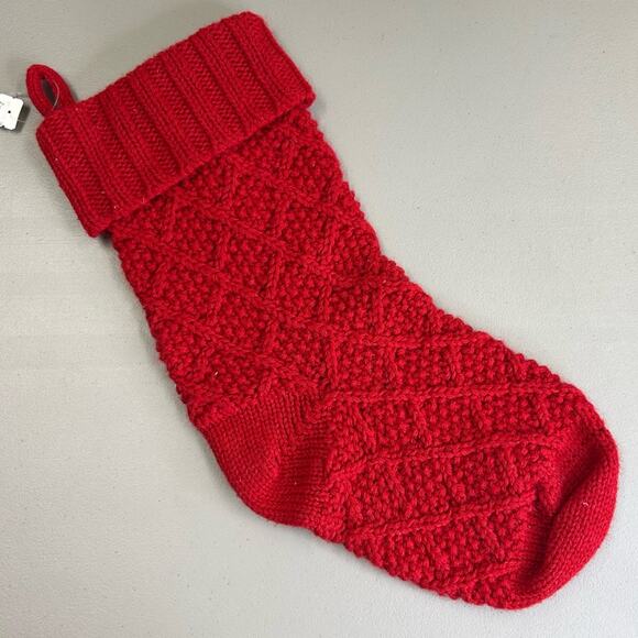 Pottery Barn / Williams Sonoma Vibrant Red Knit Holiday Christmas Stocking NEW - Picture 1 of 4